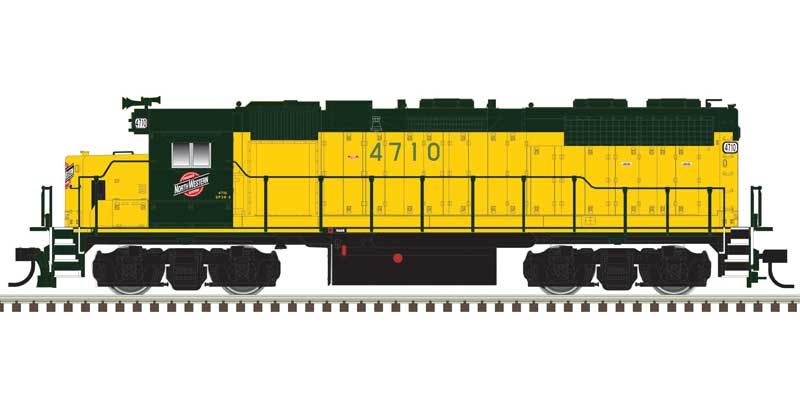 Atlas HO EMD GP38 Low Nose - LokSound & DCC - Master(R) Gold -- Chicago & North Western #4705 (yellow, green)