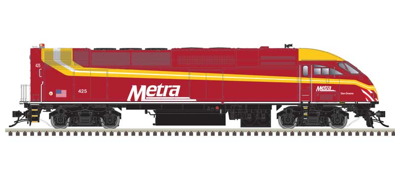 Atlas HO Motive Power Industries MP36PH-3C - Standard DC -- Metra #425 (Rock Island Heritage, red, yellow)