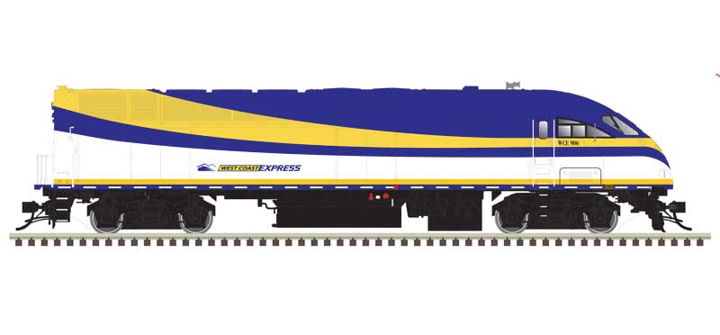 Atlas HO Motive Power Industries MP36PH-3C - Standard DC -- West Coast Express #906 (blue, yellow, white)