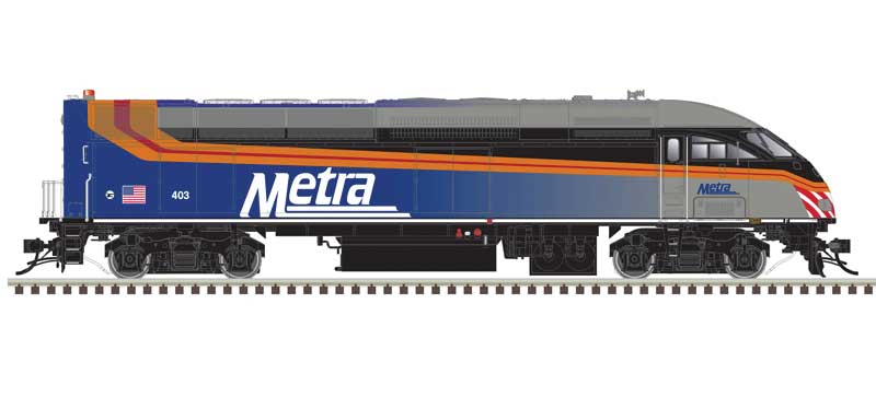 Atlas HO Motive Power Industries MP36PH-3C - ESU LokSound & DCC - Master(R) Gold -- Metra #403 (silver, blue, black)
