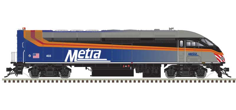 Atlas HO Motive Power Industries MP36PH-3C - ESU LokSound & DCC - Master(R) Gold -- Metra #410 (silver, blue, black)