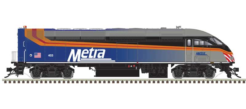 Atlas HO Motive Power Industries MP36PH-3C - ESU LokSound & DCC - Master(R) Gold -- Metra #418 (silver, blue, black)
