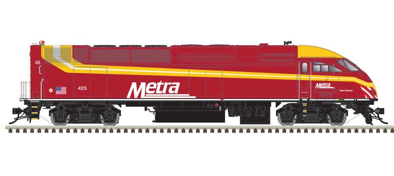 Atlas HO Motive Power Industries MP36PH-3C - ESU LokSound & DCC - Master(R) Gold -- Metra #425 (Rock Island Heritage, red, yellow)