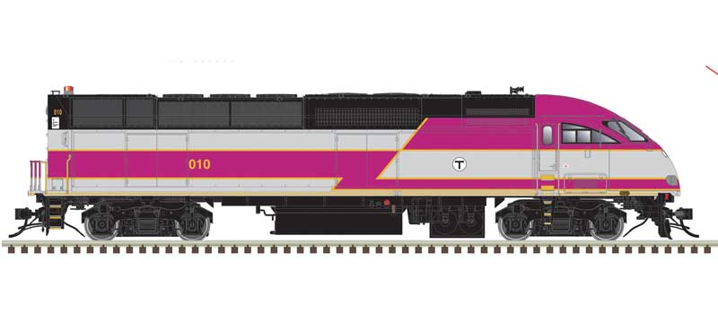 Atlas HO Motive Power Industries MP36PH-3C - ESU LokSound & DCC - Master(R) Gold -- MBTA Boston #010 (purple, gray, black, yellow)
