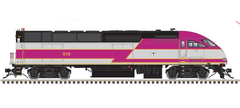 Atlas HO Motive Power Industries MP36PH-3C - ESU LokSound & DCC - Master(R) Gold -- MBTA Boston #011 (purple, gray, black, yellow)