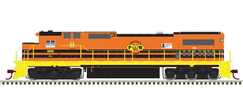 Atlas HO GE DASH 8-40C w/Front & Rear Ditch Lights - Standard DC -- Providence & Worcester #4052 (orange, yellow)