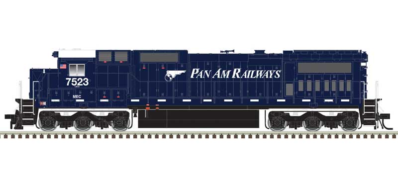 Atlas HO GE DASH 8-40C w/Front Ditch Lights - Standard DC -- Pan Am #7523 (dark blue, black)