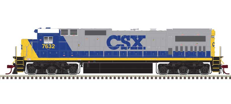 Atlas HO GE DASH 8-40C w/Front Ditch Lights - ESU LokSound & DCC - Master(R) Gold -- CSX #7636 (YN2, gray, blue, yellow, white Roof)