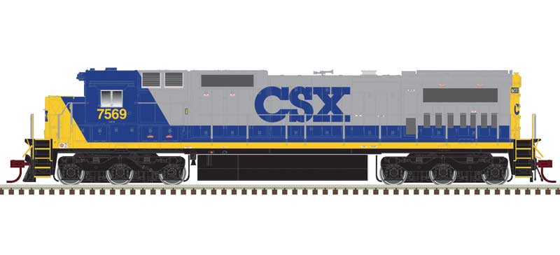 Atlas HO GE DASH 8-40C w/Front Ditch Lights - ESU LokSound & DCC - Master(R) Gold -- CSX #7574 (YN2, gray, blue, yellow)