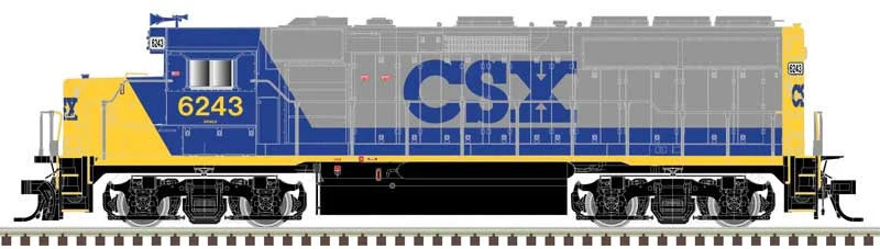 Atlas HO EMD GP40-2 - Standard DC - Master(R) Silver -- CSX #6235 (Front & Rear Ditch Lights, YN2, yellow, blue, gray)