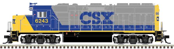 Atlas HO EMD GP40-2 - Sound and DCC - Master(R) Gold -- CSX #6243 (Front & Rear Ditch Lights, YN2, yellow, blue, gray)