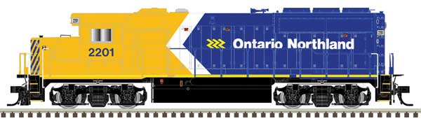 Atlas HO EMD GP40-2 - Sound and DCC - Master(R) Gold -- Ontario Northland #2201 (Front & Rear Ditch Lights, yellow, blue, white)