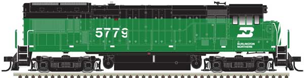 Atlas HO GE U30B Low Nose Phase II - Standard DC - Master(R) Silver -- Burlington Northern #5779 (Cascade Green, black)