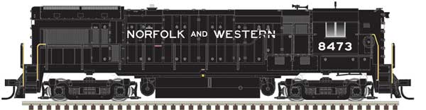 Atlas HO GE U30B High Nose - Standard DC - Master(R) Silver -- Norfolk & Western #8473 (black, yellow)