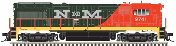 Atlas HO GE U30B High Nose - Standard DC - Master(R) Silver -- Nacionales de Mexico #9741 (green, orange, black)