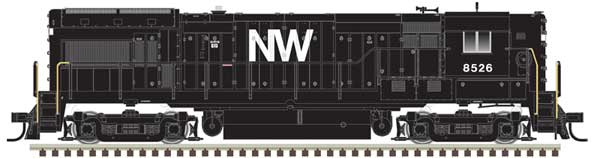 Atlas HO GE U30B High Nose - Standard DC - Master(R) Silver -- Norfolk & Western #8526 (black, white, Block NW Logo)