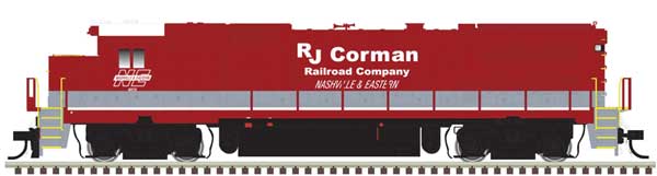 Atlas HO GE Dash 8-40B w/Ditch Lights - Standard DC - Master(R) Silver -- RJ Corman #8572 (red, silver, white)
