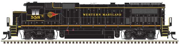 Atlas HO GE Dash 8-40B w/Ditch Lights - Standard DC - Master(R) Silver -- Western Maryland Scenic Railroad #558 (black, yellow, Fireball Logo)