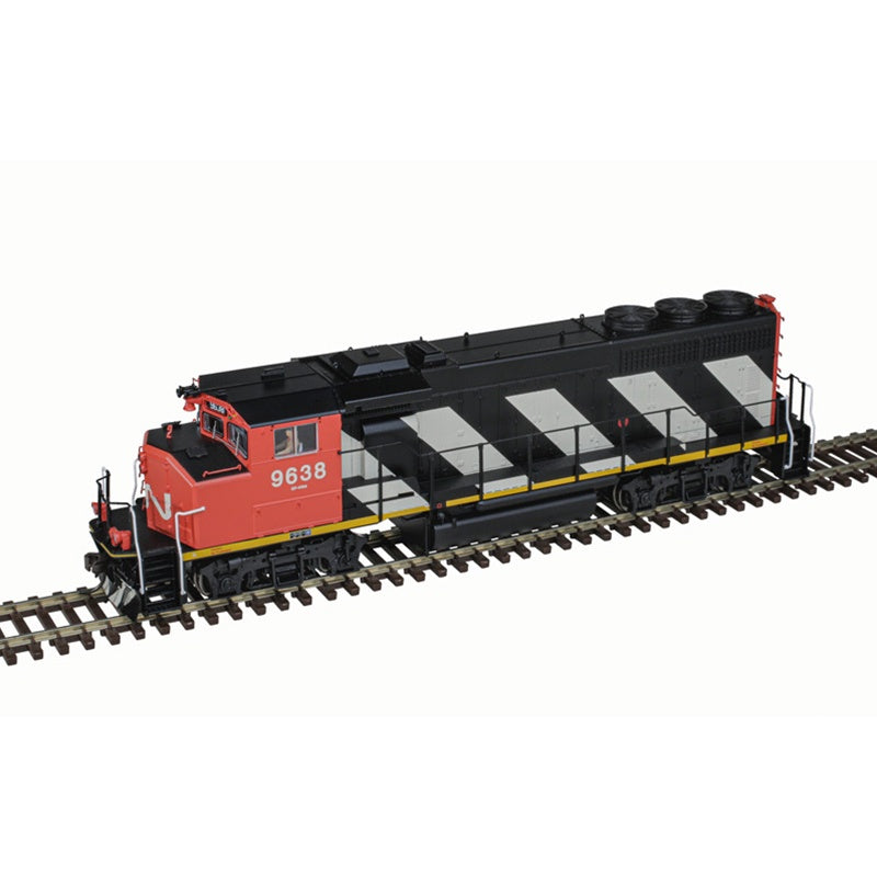 Atlas HO GMD GP40-2W CN Version - Standard DC - Master(R) -- Canadian National #9650 (black, white, red, Zebra Stripes)