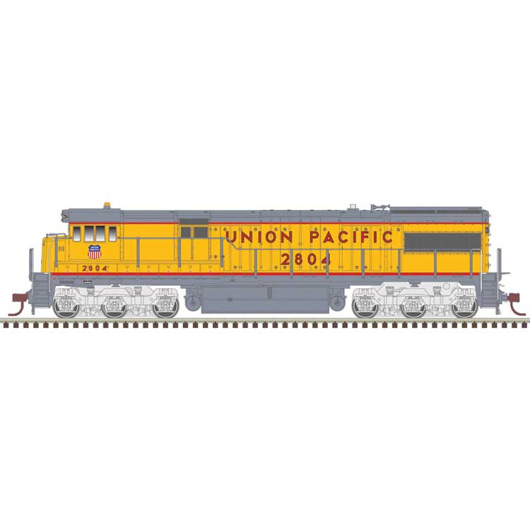 Atlas GE U28C - Standard DC - Master(R) Silver -- Union Pacific #2804 (Armour Yellow, gray, red frame stripe)