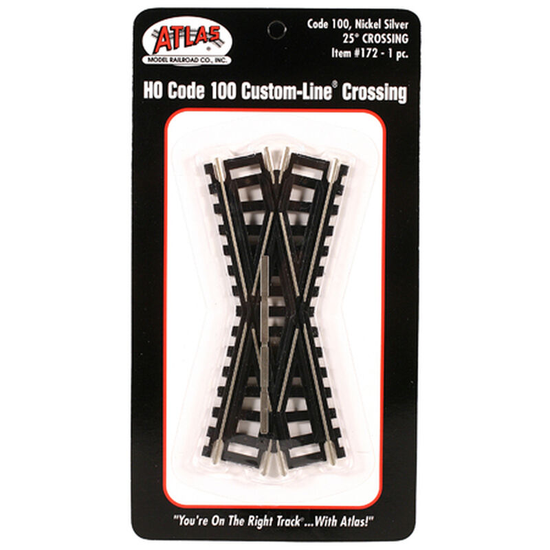 Atlas Custom-Line(R) Crossing - Code 100 -- 25-Degree, 4-1/2" 11.4cm, Black Ties - ATL172