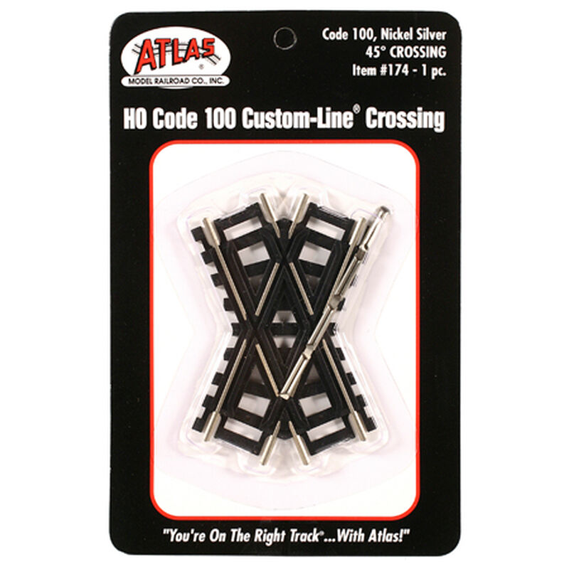 Atlas Custom-Line(R) Crossing - Code 100 -- 45-Degree, 3" 7.6cm, Black Ties - ATL174