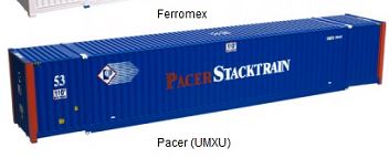 Atlas HO 53' Jindo Container, Pacer/UMXU Set #3 (3-pk)