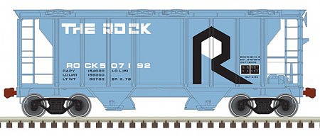 Atlas HO PS-2 2-Bay Covered Hopper - Ready to Run -- Rock Island 507134 (blue, black, white) - ATL20005064