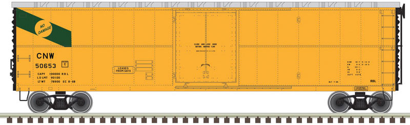 Atlas HO GARX Insulated 50' Boxcar (Reefer) - Ready to Run - Master(R) -- Chicago & North Western 50653 (yellow, black)