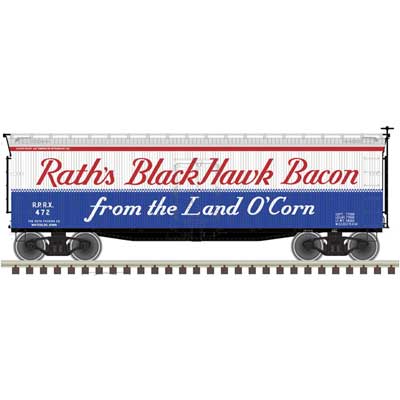 Atlas 40' Wood Reefer - Ready to Run - Master(R) -- Rath's Black Hawk Bacon 478 (red, white, blue, black) - ATL20005837
