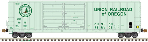 FMC 5077 50' Double-Door Boxcar with Offset Doors - Ready to Run - Master(R) -- Union Railway of Oregon 1522 (green)