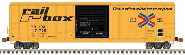 FMC 5077 Single-Door Boxcar - Ready to Run -- Railbox 18033 (yellow, black)
