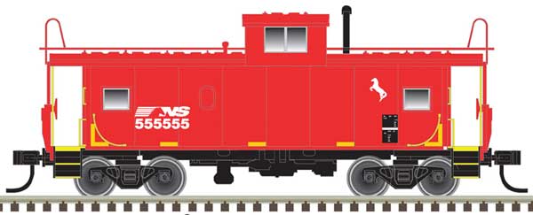 Atlas HO Standard-Cupola Caboose - Ready to Run - Master(R) -- Norfolk Southern 555059 (red, white, All Aboard for Double Zeros Slogan)