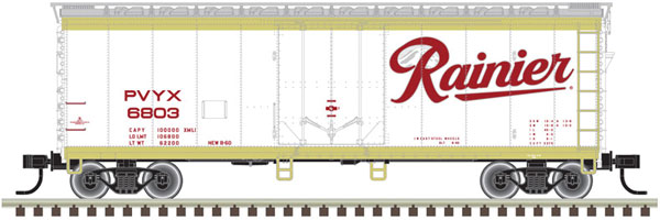 Atlas ATL20006342 40' Plug-Door Boxcar - Ready to Run -- Rainier 6824 (white, red, gold) - ATL20006342