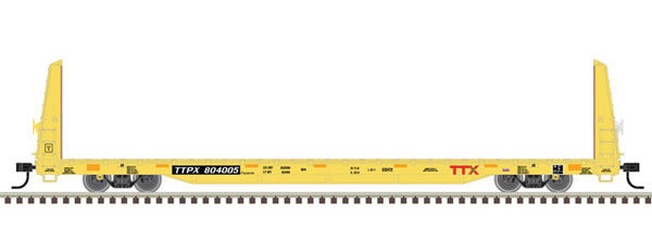 Atlas 62' Bulkhead Flatcar - Ready to Run -- TTX 804309 (yellow, black, red Forward Thinking Logo) - ATL20006451