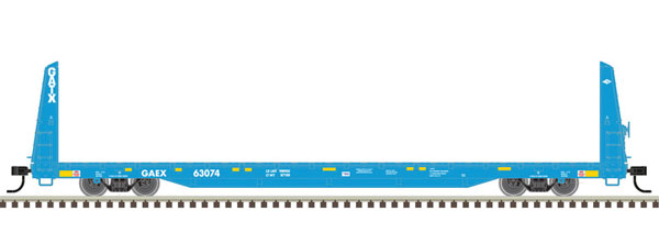 Atlas 62' Bulkhead Flatcar - Ready to Run -- General American GAEX 63074 (blue, white) - ATL20006453