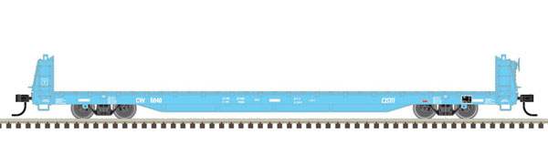 Atlas 62' Short-Bulkhead Flatcar - Ready to Run -- Colorado & Wyoming 6023 (blue, white) - ATL20006460