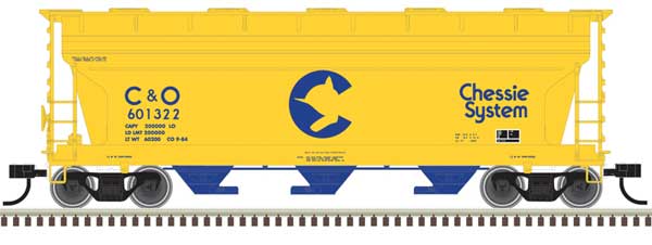 Atlas ACF 3560 Covered Hopper - Ready to Run -- Chessie System C&O 601322 (yellow, blue) - ATL20006504