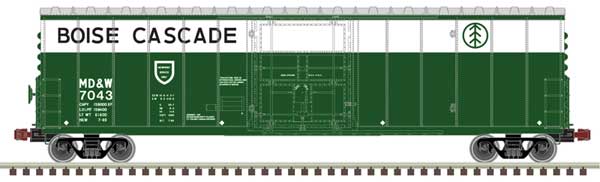 Atlas HO NSC 50' Newsprint Plug-Door Boxcar - Ready to Run -- Boise Cascade MD&W 7043 (green, white)