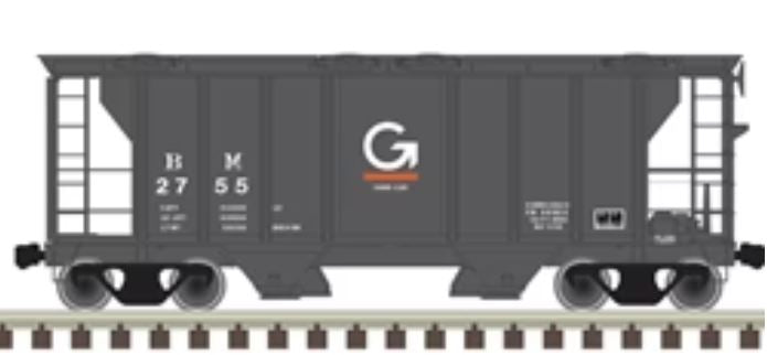 PS-2 2-Bay Covered Hopper - Ready to Run -- Guilford B&M 2757 (gray, white, orange)