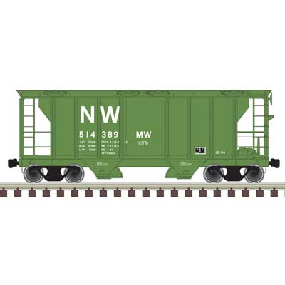 PS-2 2-Bay Covered Hopper - Ready to Run -- Norfolk & Western 514389 (MOW green, white, NW Logo)