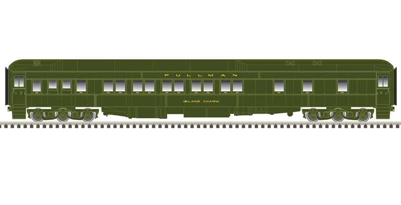 Atlas HO Pullman Heavyweight Plan 3973 10-1-1 Sleeper - Ready to Run -- Atlas HO Pullman Island Glade (Atlas HO Pullman Green 5068C)