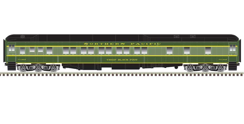 Atlas HO Pullman Heavyweight Plan 3973 10-1-1 Sleeper - Ready to Run -- Northern Pacific Chief Taholah (Early Two-Tone Green, black)
