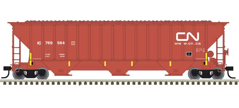Atlas HO Thrall 4750 Covered Hopper - Ready to Run -- Canadian National IC 769606 (Boxcar Red, white)