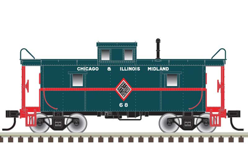 Atlas HO C&O-Style Steel Center-Cupola Caboose - Ready to Run -- Chicago & Illinois Midland 68 (green, red)