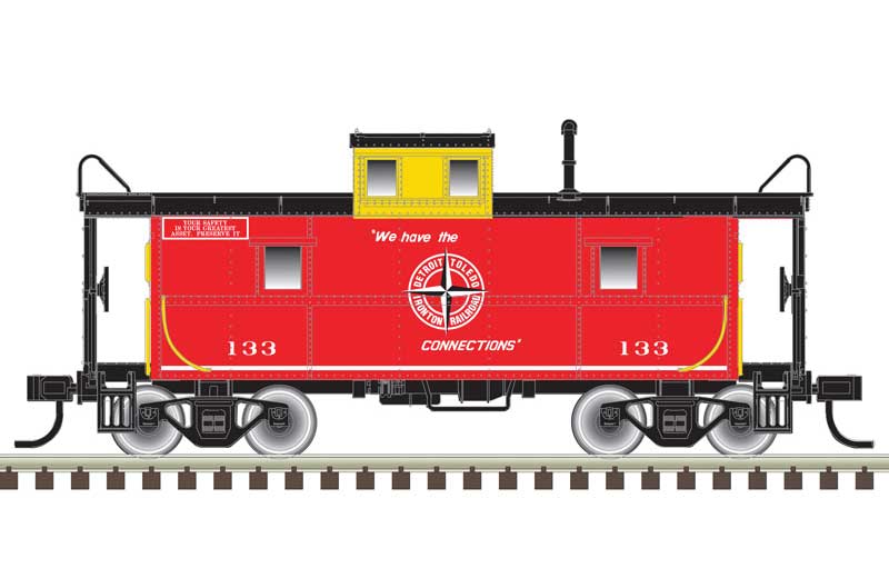 Atlas HO C&O-Style Steel Center-Cupola Caboose - Ready to Run -- Detroit, Toledo & Ironton 133 (red, yellow)