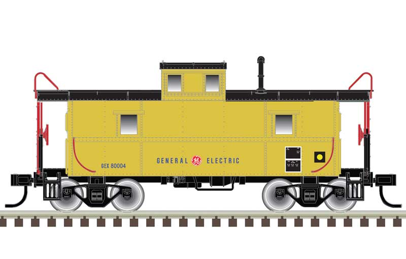 Atlas HO C&O-Style Steel Center-Cupola Caboose - Ready to Run -- General Electric 80004 (yellow, blue)