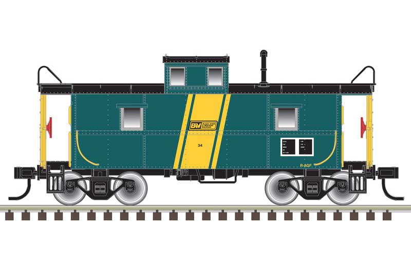 Atlas HO C&O-Style Steel Center-Cupola Caboose - Ready to Run -- Black River Western 34 (green, yellow)