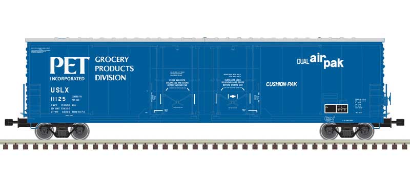 Atlas Evans 53' Double Plug-Door Boxcar - Master(R) -- PET Inc. 11125 (blue, white) - ATL20006777