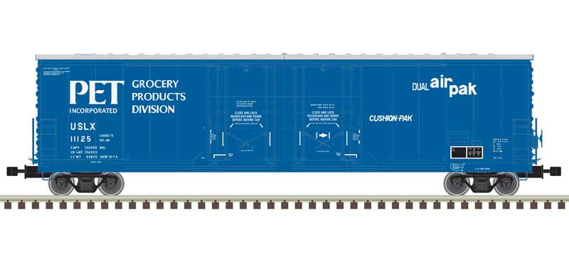Atlas Evans 53' Double Plug-Door Boxcar - Master(R) -- PET Inc. 11134 (blue, white) - ATL20006778
